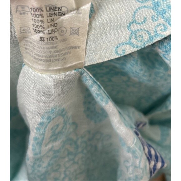 Lilly Pulitzer Wyeth Mens Shirt Linen Medium Blue Aqua Nautical Octopus Print - Picture 6 of 7